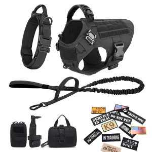 Large Dog Harness Collar Leash Bags Patches Set