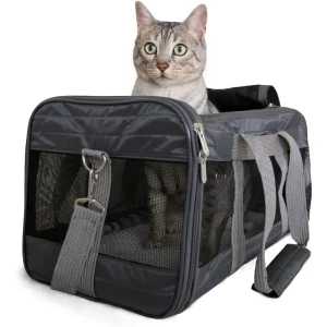 Pet Carrier Airline Approved with Spring Wire Frame