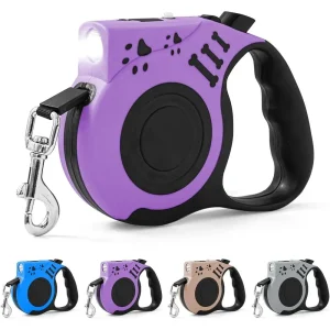 Retractable Dog Leash with USB Rechargeable Flashlight 16ft